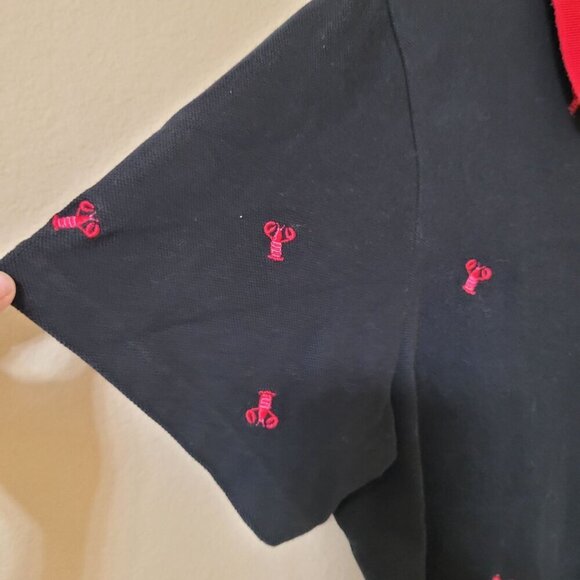 Quacker‎ Factory Black Polo Lobster Embroidery 2X Beachy Island Tropical Summer - Picture 6 of 7
